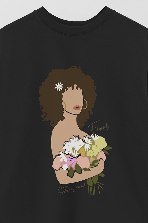 REMERA OVER ESTAMPADA FLORAL STATE OF MIND