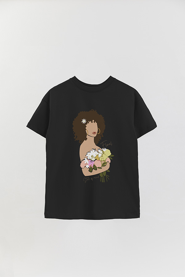 REMERA OVER ESTAMPADA FLORAL STATE OF MIND
