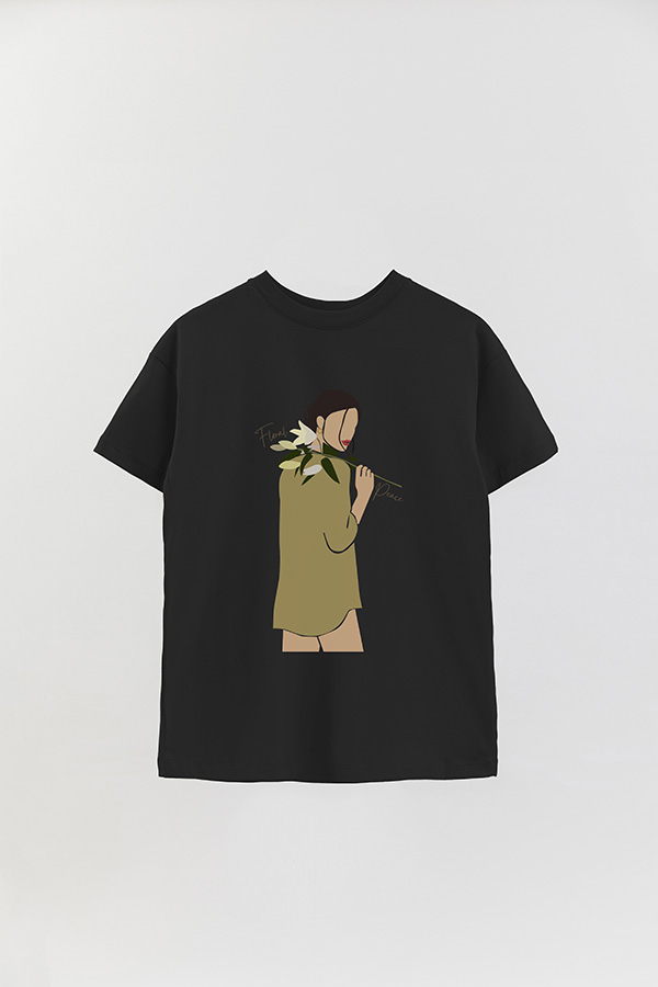 REMERA OVER ESTAMPADA FLORAL PEACE
