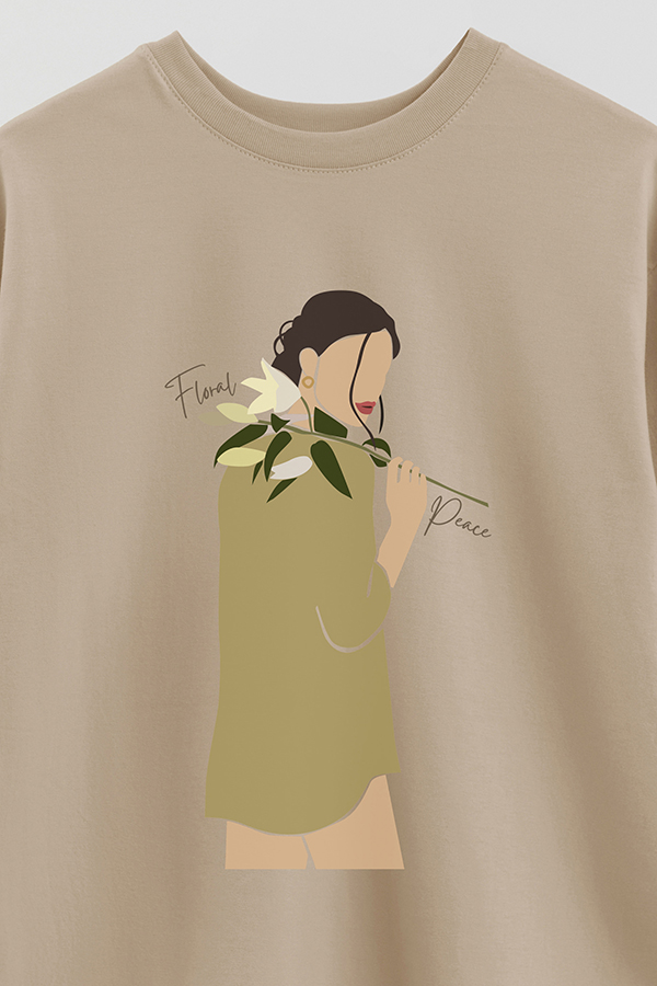 REMERA OVER ESTAMPADA FLORAL PEACE
