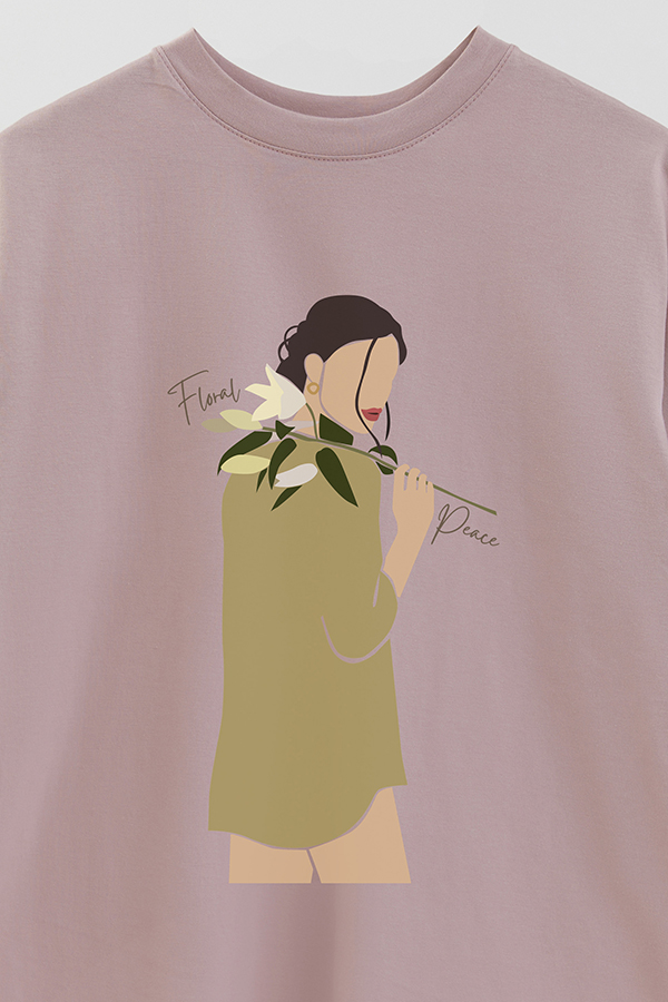 REMERA OVER ESTAMPADA FLORAL PEACE