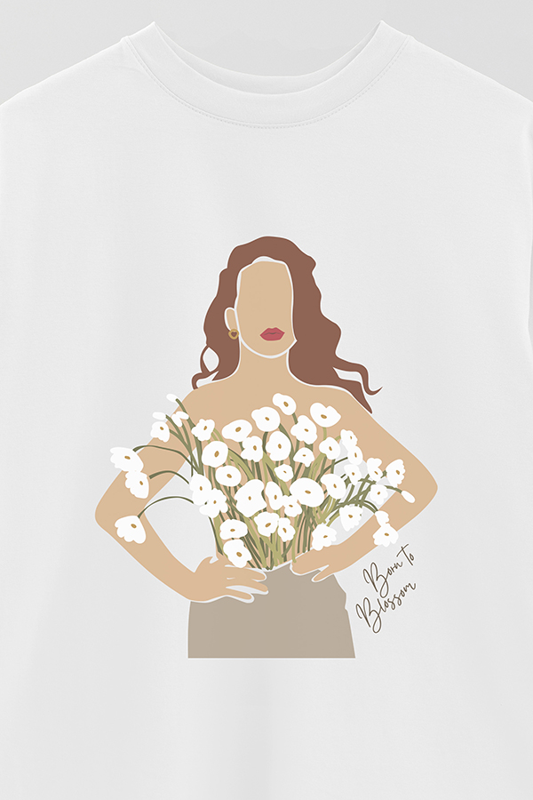 REMERA OVER ESTAMPADA BORN TO BLOSSOM