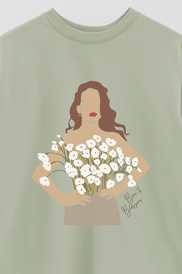 REMERA OVER ESTAMPADA BORN TO BLOSSOM