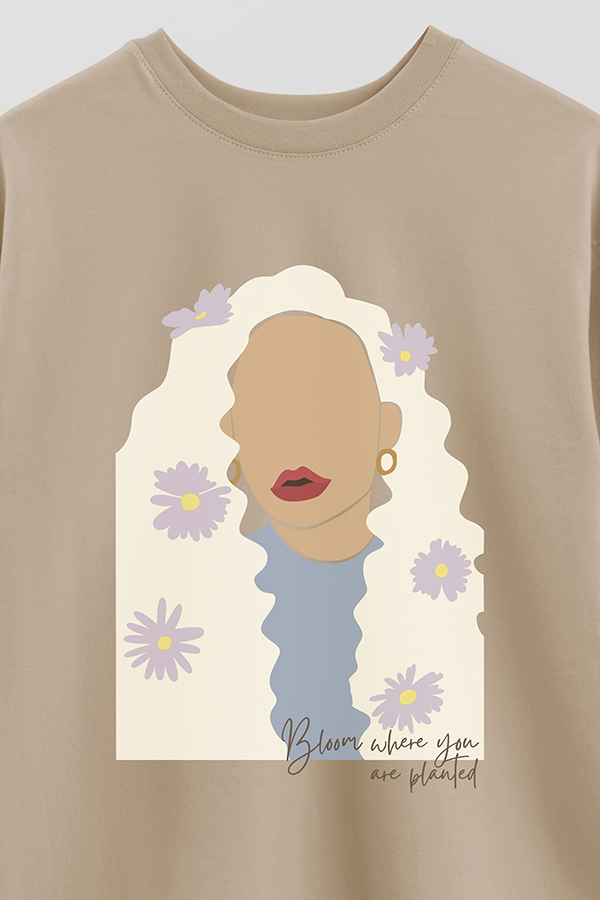 REMERA OVER ESTAMPADA BLOOM WHERE YOU ARE