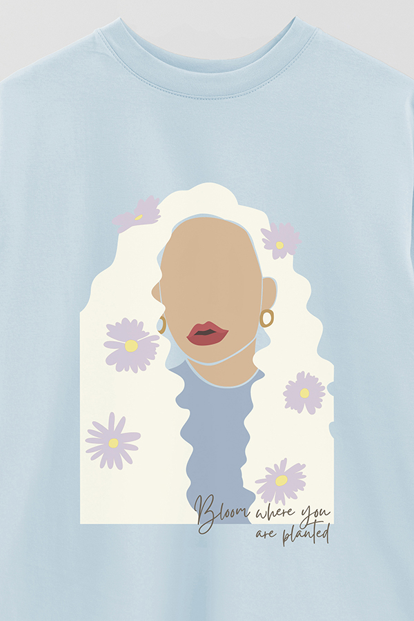 REMERA OVER ESTAMPADA BLOOM WHERE YOU ARE