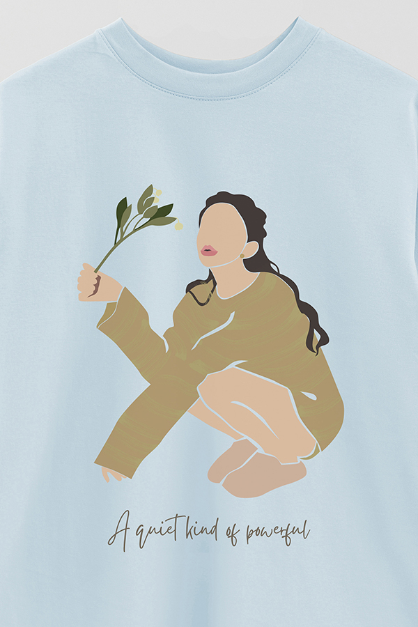 REMERA OVER ESTAMPADA A QUIET KIND OF POWERFUL
