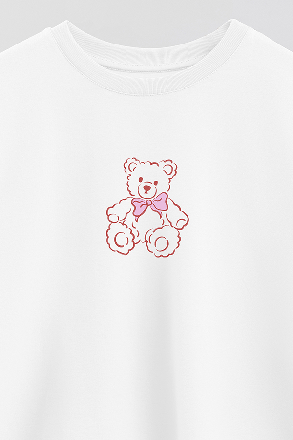 REMERA CROP ESTAMPADA VALENTINE BEAR