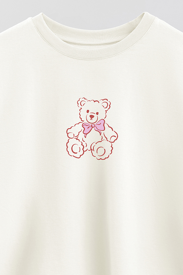 REMERA CROP ESTAMPADA VALENTINE BEAR