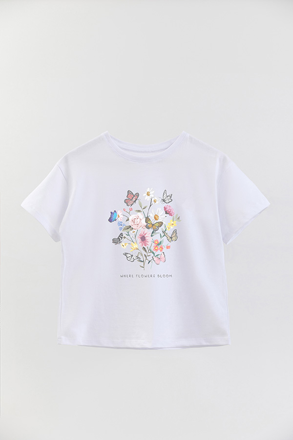 REMERA GIRL OVER WHERE FLOWERS BLOOM