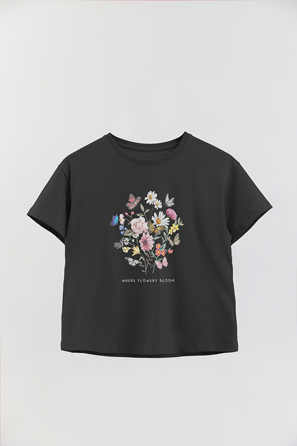 REMERA GIRL OVER WHERE FLOWERS BLOOM