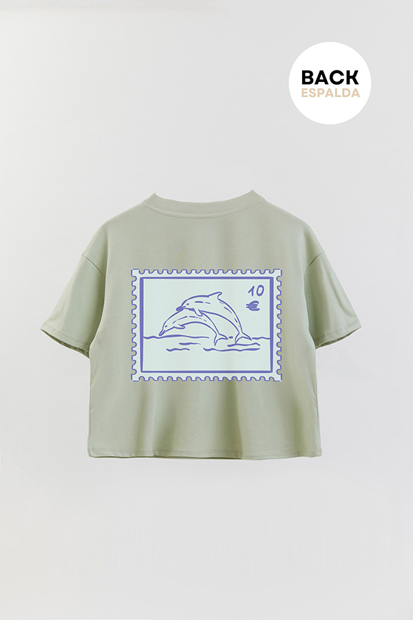 REMERA CROP FB ESTAMPADA BLUE DOLPHIN