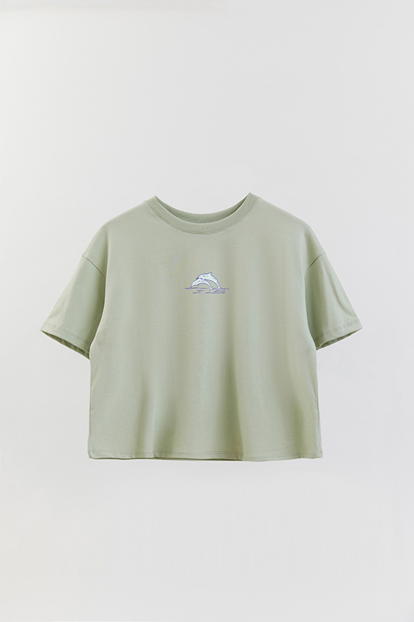 REMERA CROP FB ESTAMPADA BLUE DOLPHIN