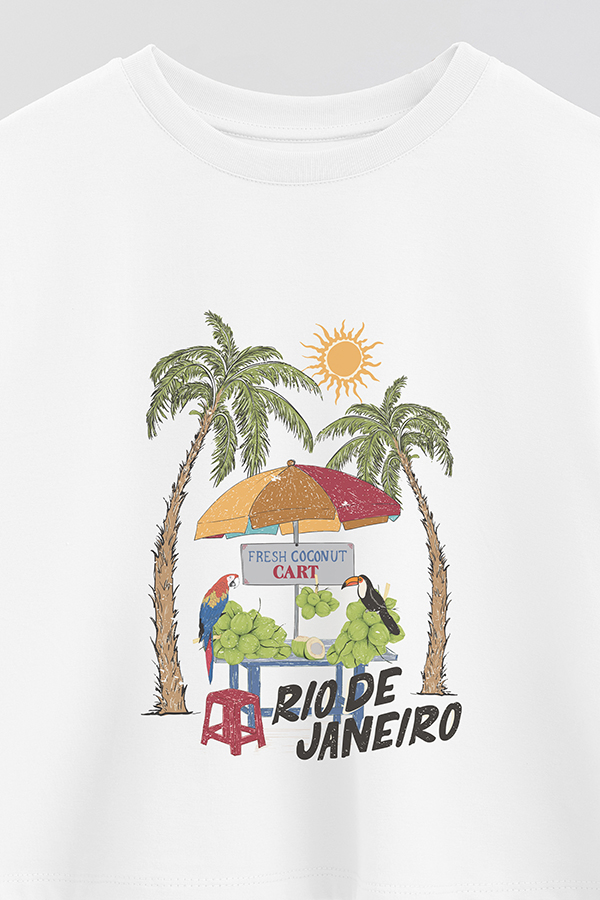 REMERA CROP ESTAMPADA RIO FRESH COCONUT
