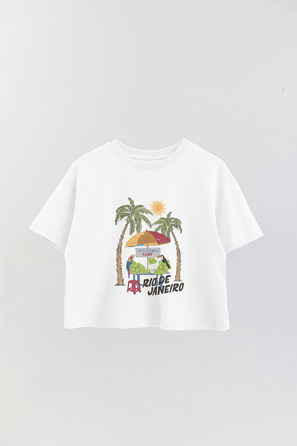 REMERA CROP ESTAMPADA RIO FRESH COCONUT