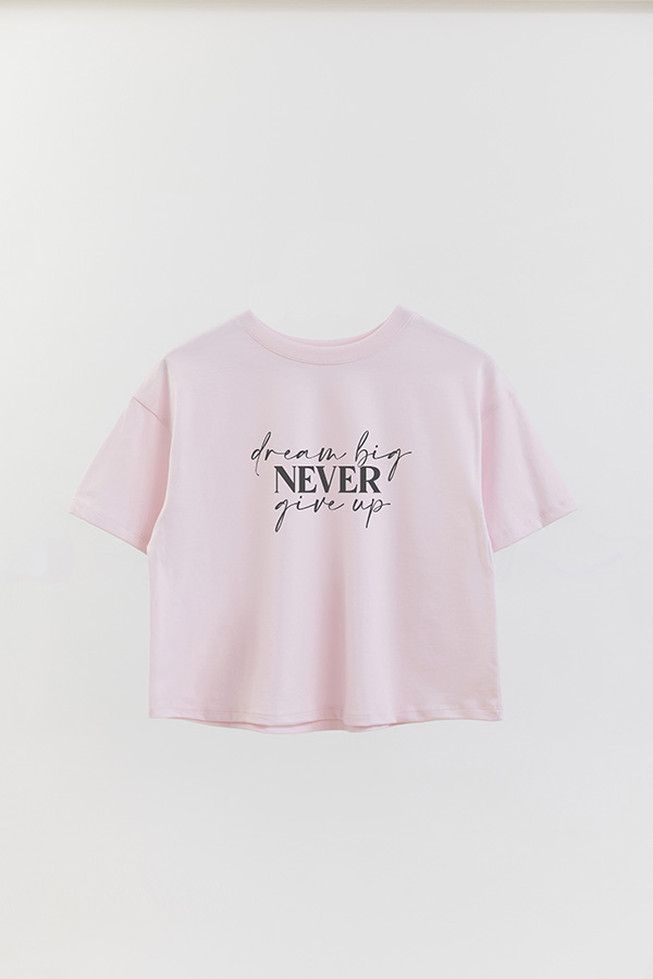 REMERA CROP ESTAMPADA ML DREAM BIG
