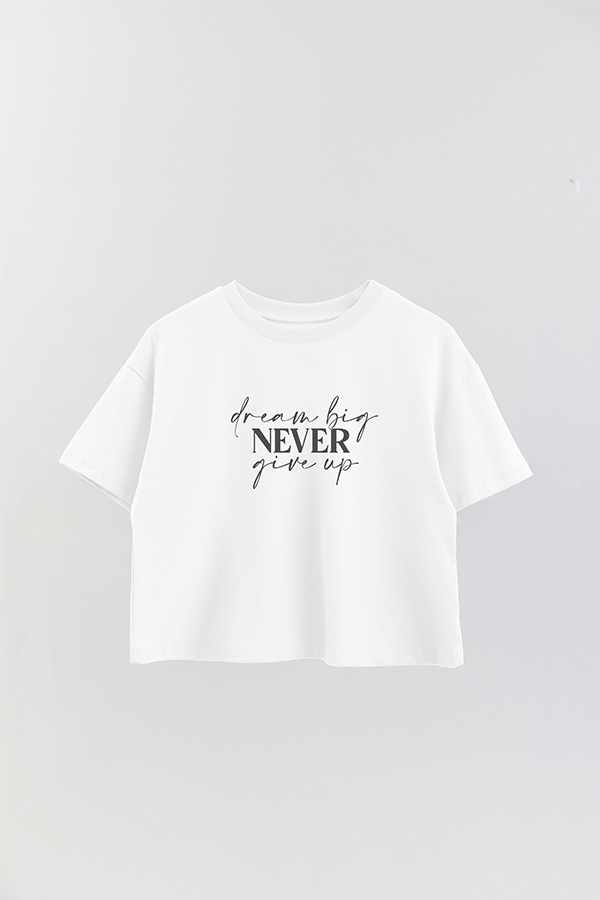 REMERA CROP ESTAMPADA ML DREAM BIG