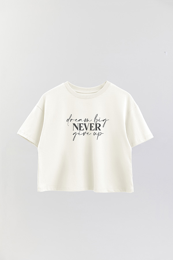 REMERA CROP ESTAMPADA ML DREAM BIG