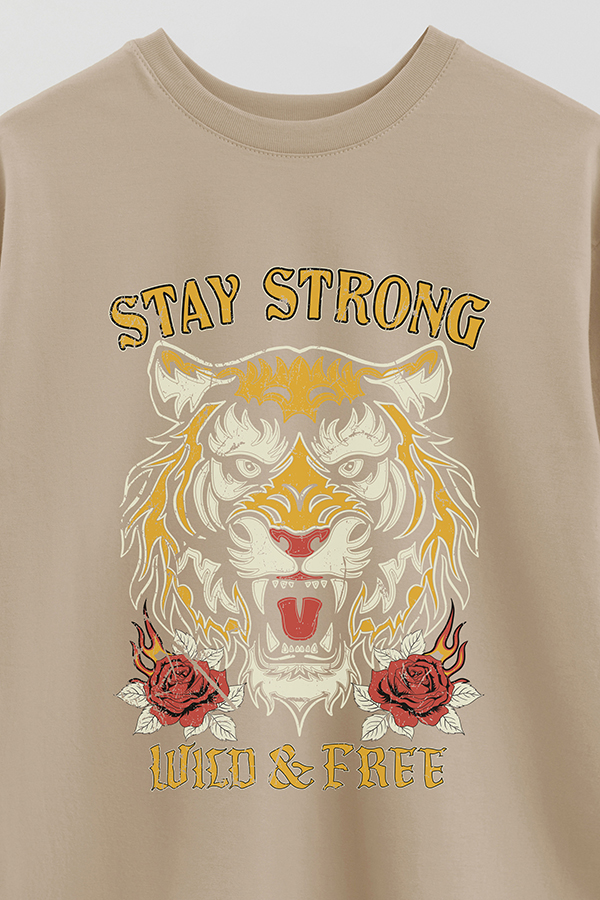 REMERA OVER ESTAMPADA STAY STRONG
