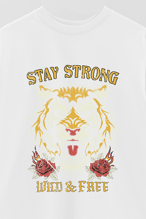 REMERA OVER ESTAMPADA STAY STRONG