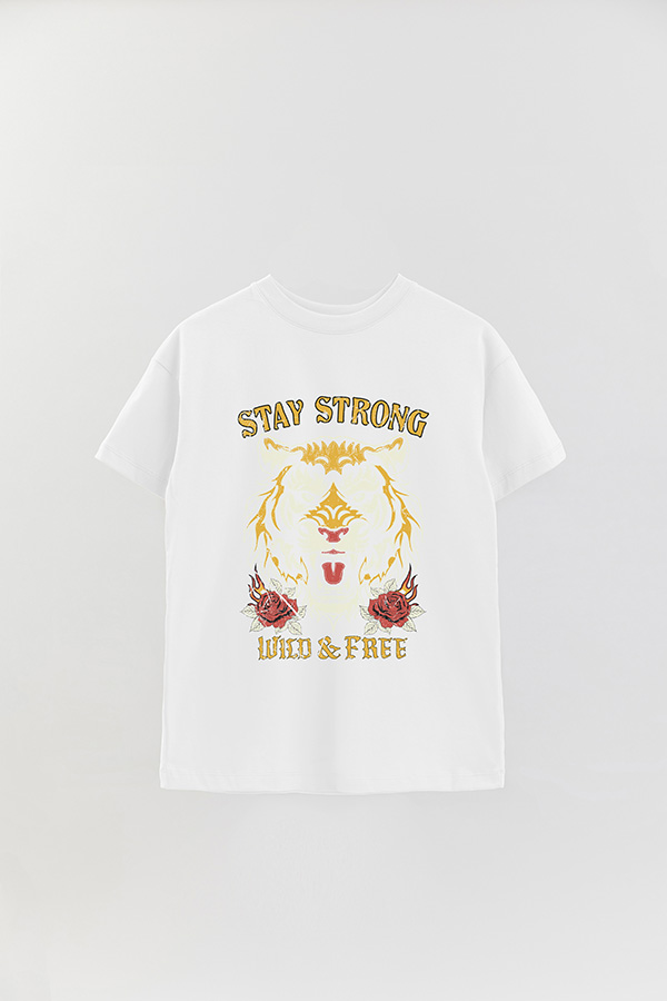 REMERA OVER ESTAMPADA STAY STRONG