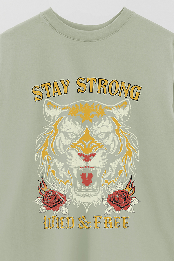 REMERA OVER ESTAMPADA STAY STRONG