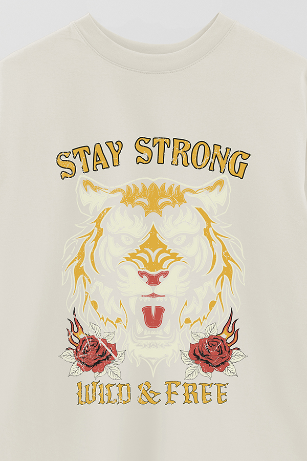 REMERA OVER ESTAMPADA STAY STRONG