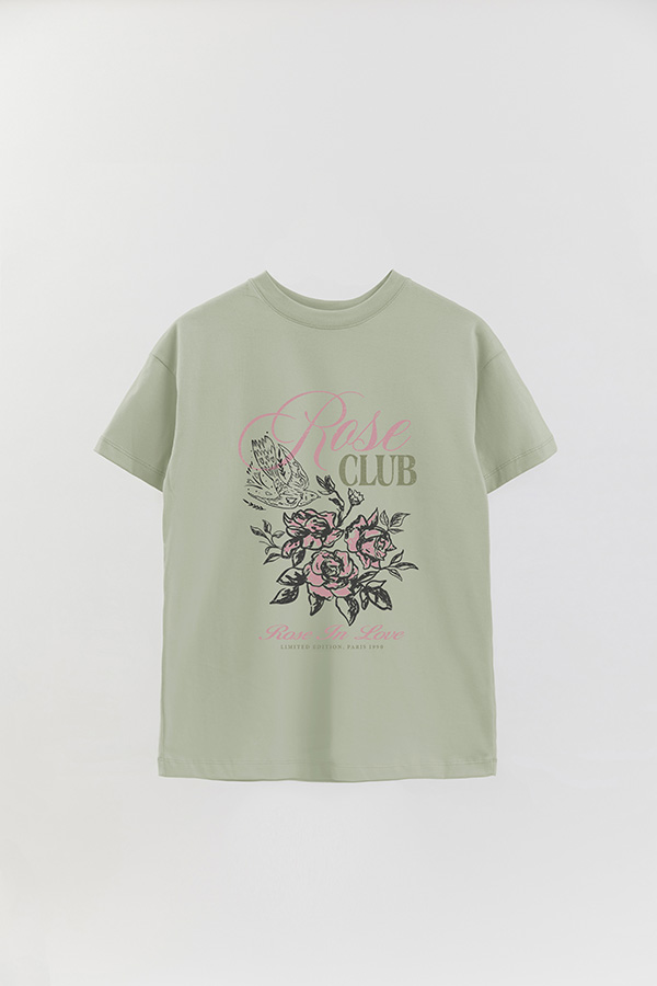 REMERA OVER ESTAMPADA ROSE CLUB