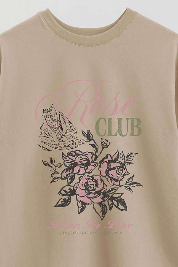 REMERA OVER ESTAMPADA ROSE CLUB
