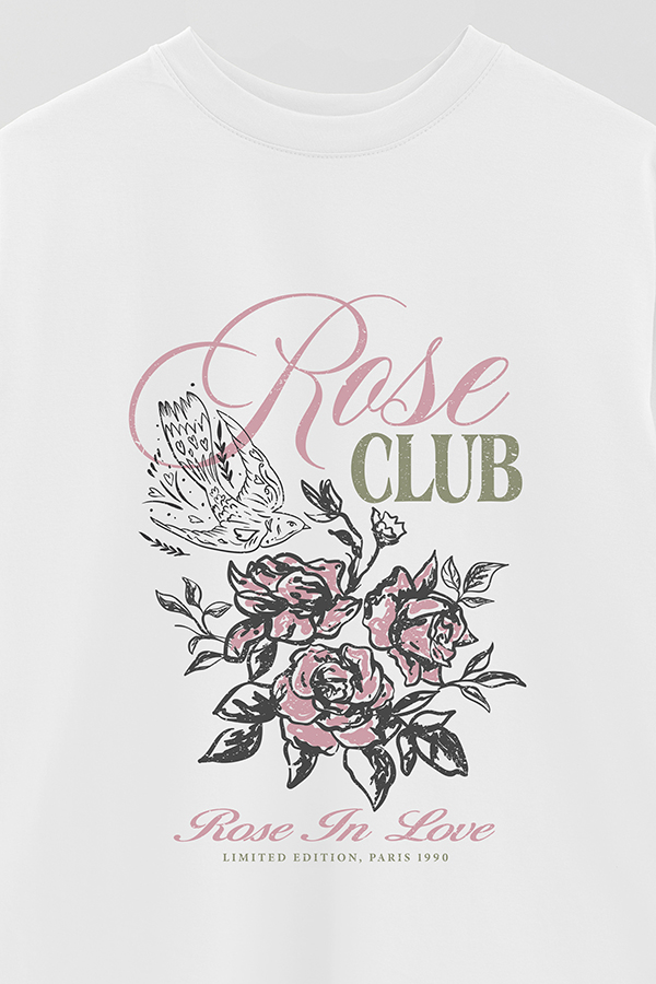 REMERA OVER ESTAMPADA ROSE CLUB