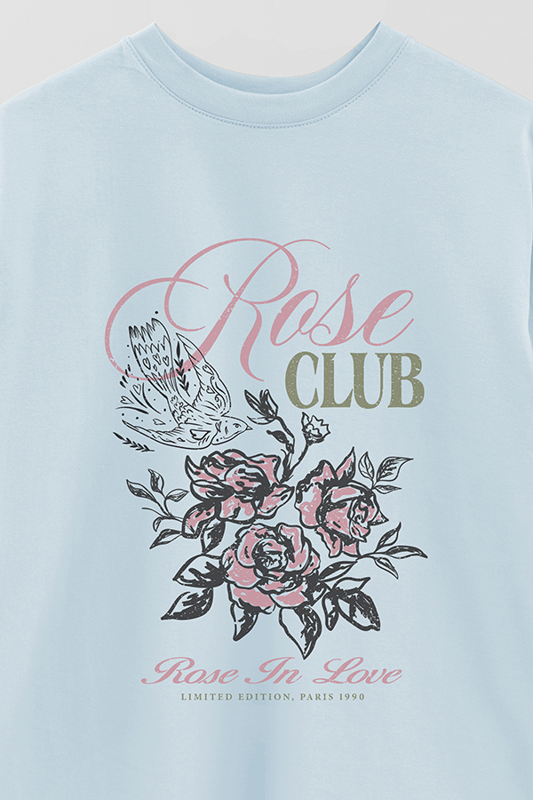 REMERA OVER ESTAMPADA ROSE CLUB