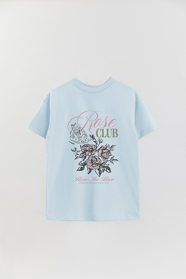 REMERA OVER ESTAMPADA ROSE CLUB