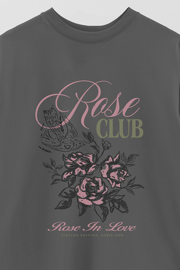 REMERA OVER ESTAMPADA ROSE CLUB