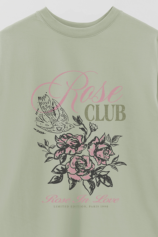 REMERA OVER ESTAMPADA ROSE CLUB