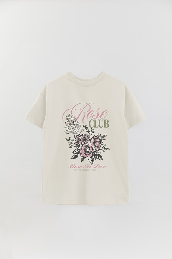 REMERA OVER ESTAMPADA ROSE CLUB