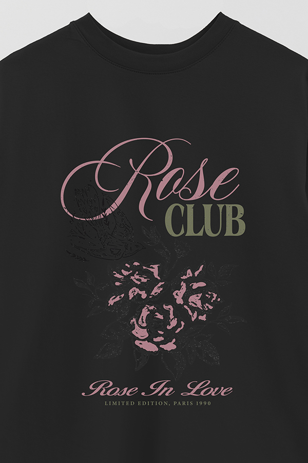 REMERA OVER ESTAMPADA ROSE CLUB