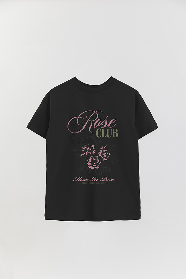 REMERA OVER ESTAMPADA ROSE CLUB