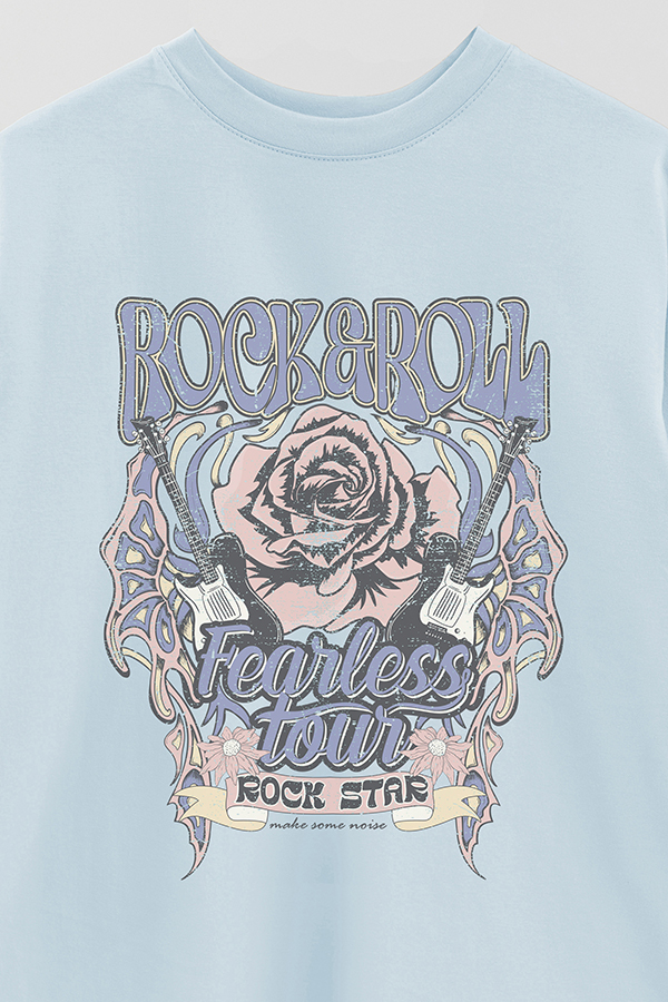 REMERA OVER ESTAMPADA ROCK N ROLL