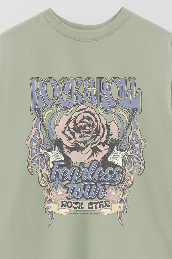 REMERA OVER ESTAMPADA ROCK N ROLL