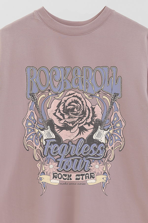 REMERA OVER ESTAMPADA ROCK N ROLL