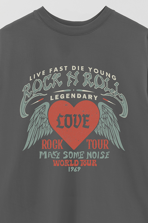 REMERA OVER ESTAMPADA ROCK N ROLL 12