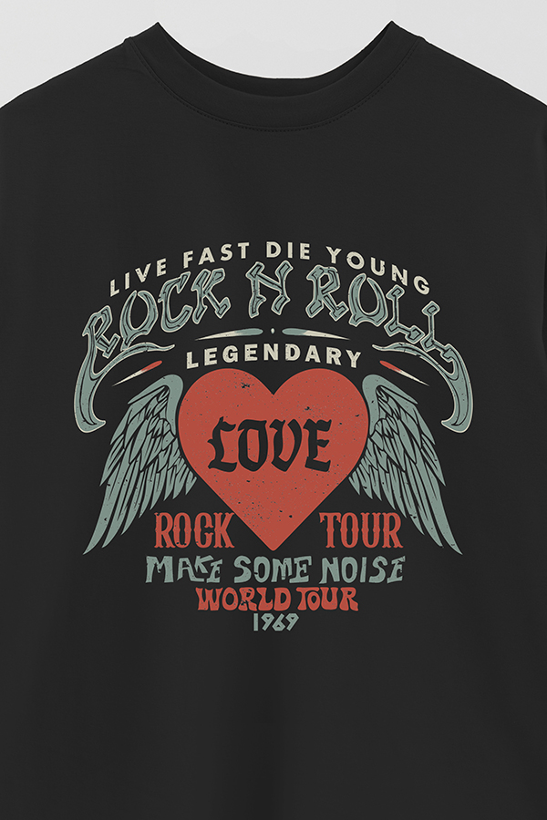 REMERA OVER ESTAMPADA ROCK N ROLL 12