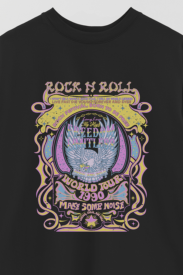 REMERA OVER ESTAMPADA ROCK N ROLL 11