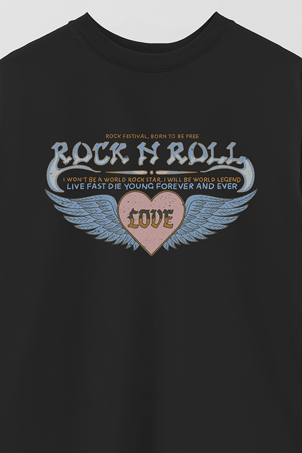 REMERA OVER ESTAMPADA ROCK N ROLL 9