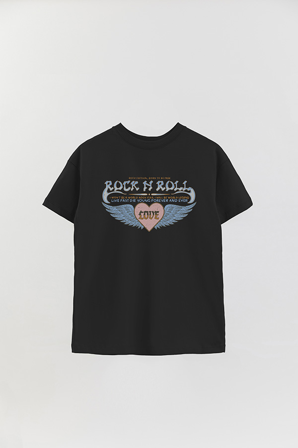 REMERA OVER ESTAMPADA ROCK N ROLL 9