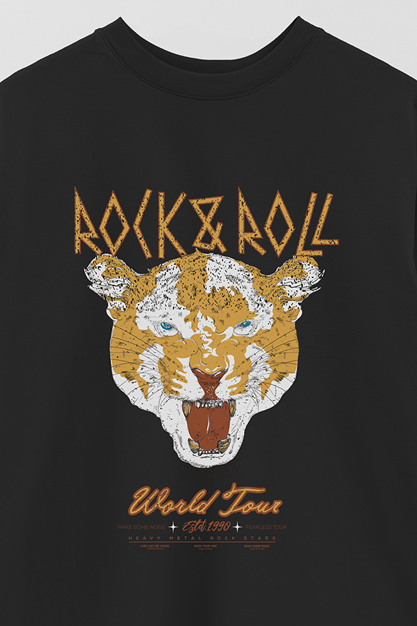 REMERA OVER ESTAMPADA ROCK N ROLL 8