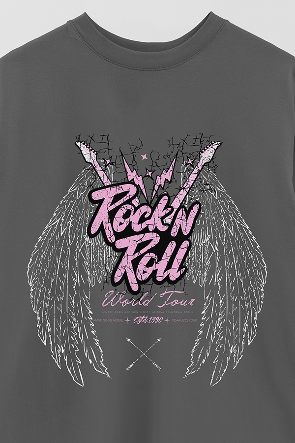 REMERA OVER ESTAMPADA ROCK N ROLL 7