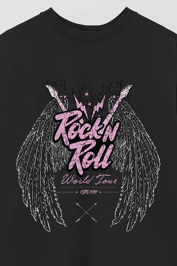 REMERA OVER ESTAMPADA ROCK N ROLL 7