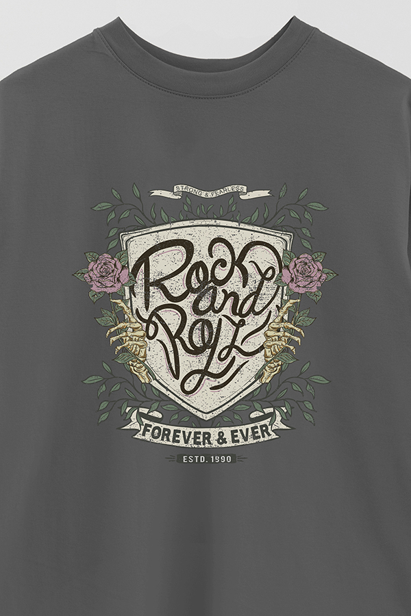 REMERA OVER ESTAMPADA ROCK N ROLL 5