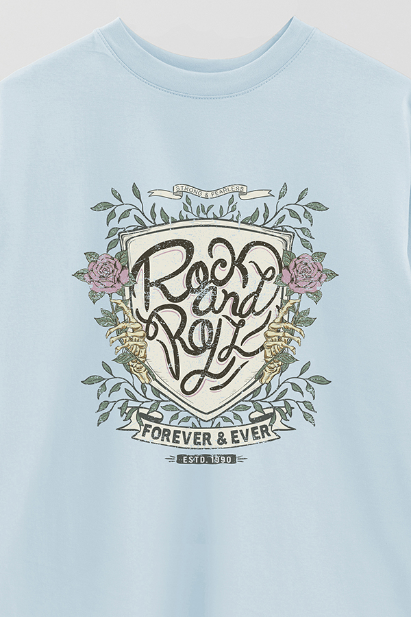 REMERA OVER ESTAMPADA ROCK N ROLL 5