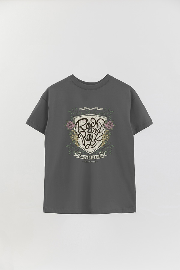 REMERA OVER ESTAMPADA ROCK N ROLL 5